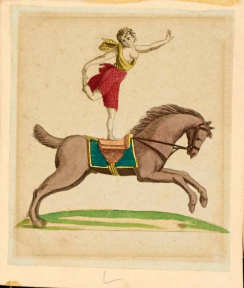Performer balancing on horseback