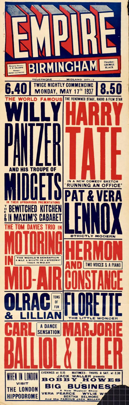 Playbill for Empire Theatre, Birmingham. May 17, 1937
