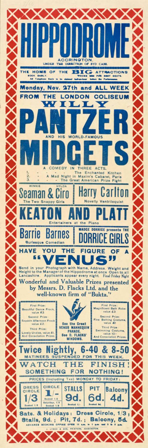 Playbill for Hippodrome, Accrington. November 27, 1933 or 1939