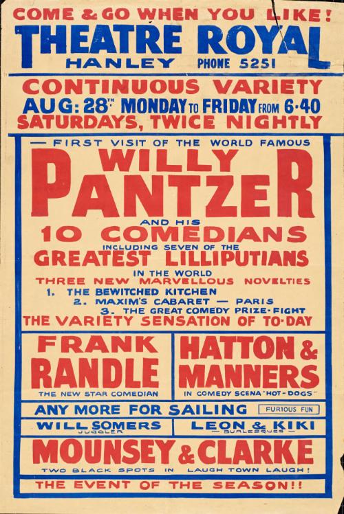 Playbill for Theatre Royal, Hanley. June 28, 1933