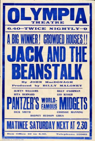 Playbill for Olympia Theatre, Dublin. circa 1930s