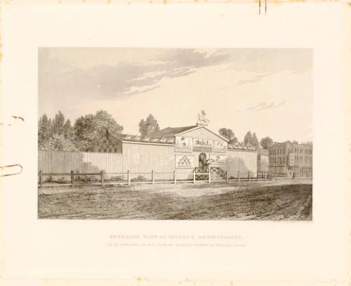 Exterior View of Astley's Amphitheatre as it appeared in 1777 from an original drawing by William Capon