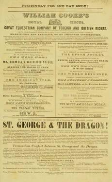 Playbill for William Cooke's Royal Circus. undated, around 1850