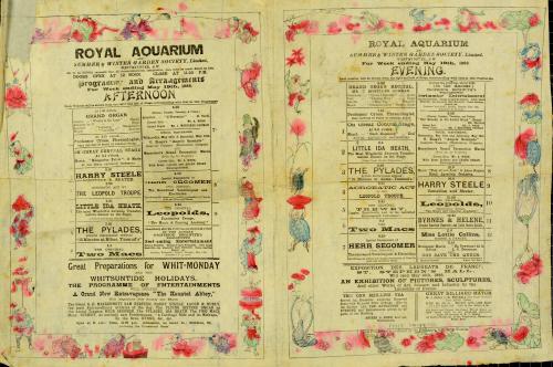 Double page Afternoon and Evening Program for the Royal Aquarium; May 19, 1888
