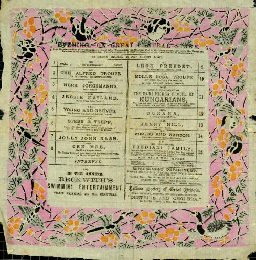 Program for the Royal Aquarium, August 3, 1885