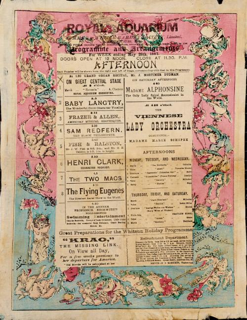 Program for the Royal Aquarium, Afternoon performance, May 28, 1887