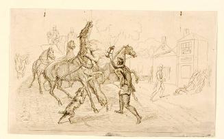Lion attacking horse