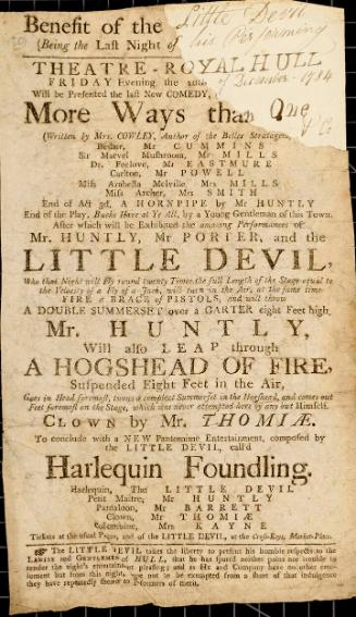 Playbill, Theatre-Royal, Hull. December 10, 1784.