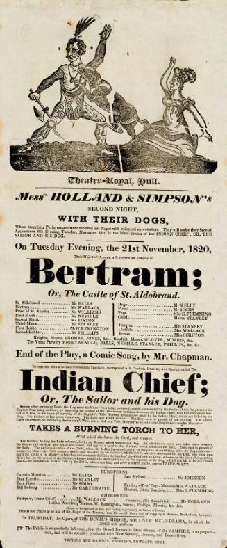 Playbill, Theatre-Royal, Hull. November 21, 1820