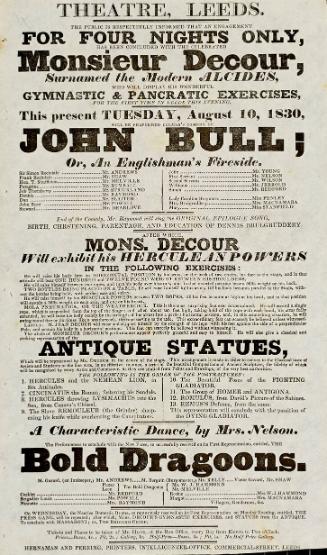 Playbill, Theatre, Leeds. August 10, 1830