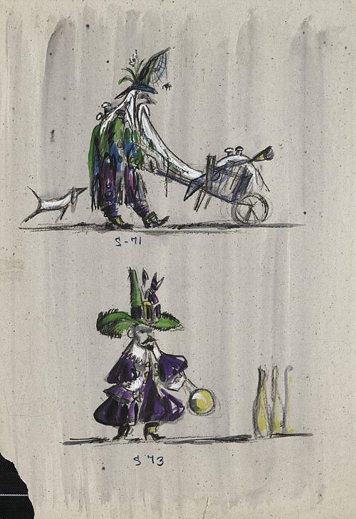 Man With Wheelbarrow and Man Bowling