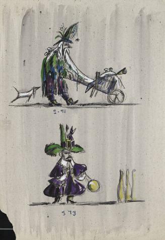 Man With Wheelbarrow and Man Bowling