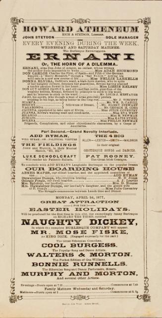 Handbill for Howard Athenaeum, April 2, 1877