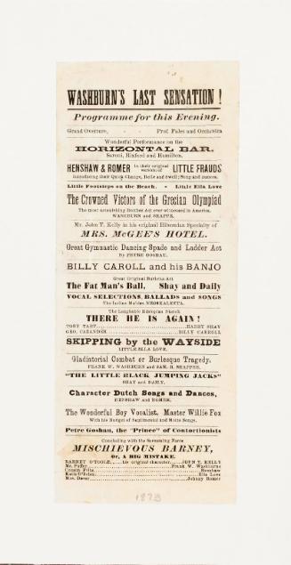 Handbill Program for Washburn's Last Sensation, 1873