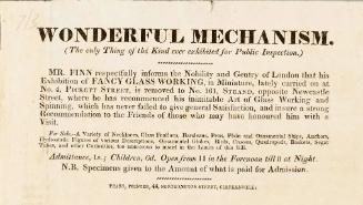 Handbill for A Wonderful Mechanism, London.