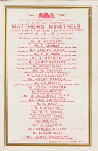 Handbill for Portland Hall, Southsea. March 19-24, 1883