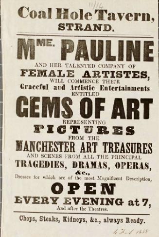 Handbill for Coal Hole Tavern, February 4, 1858.