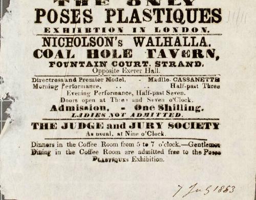 Handbill for Coal Hole Tavern, London. July 7, 1853.
