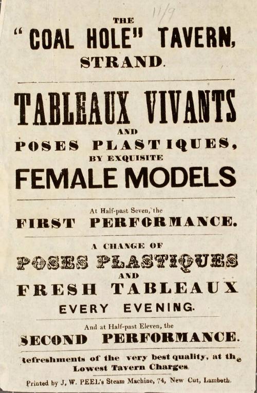 Handbill for Tableaux Vivants and Poses Plastiques at Coal Hole Tavern