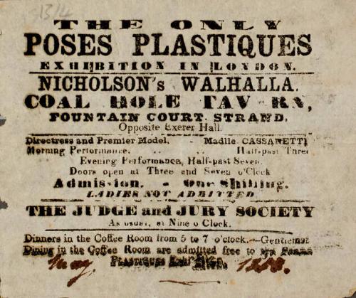 Handbill for Coal Hole Tavern, Poses Plastiques, May 1851