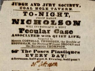 Handbill for Coal Hole Tavern, Poses Plastiques, May 1851