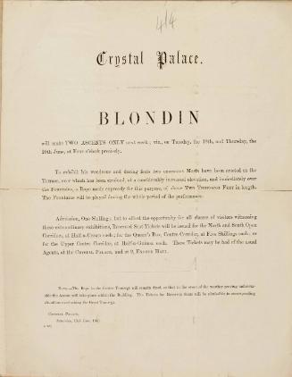 Handbill for Crystal Palace, June 15, 1861.