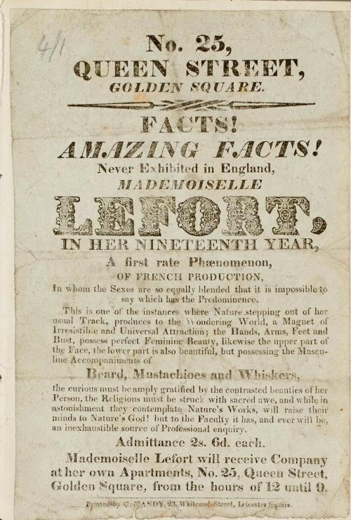 Handbill for Mademoiselle Lefort, Queen Street