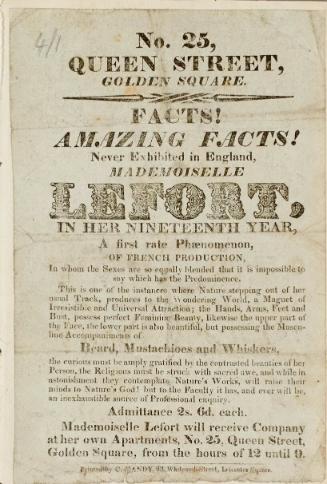 Handbill for Mademoiselle Lefort, Queen Street