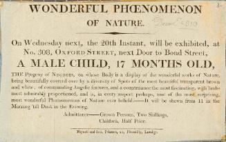 Handbill for a Spotted Child, No. 308 Oxford Street, London