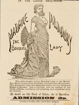 Handbill for Madame Polonawsky, the Bearded Lady, Blackpool