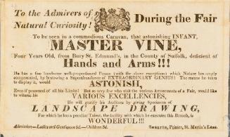 Handbill for the infant, Master Vine.