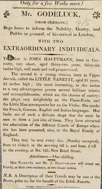 Handbill for New Bond Street, Advertising John Hauptmann and Little Nanette