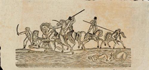Equestrian battle scene