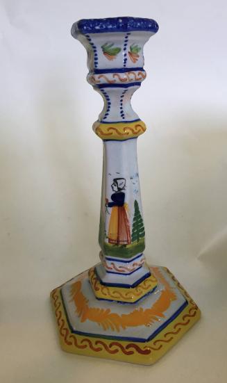 Candlestick with provincial figure of a girl