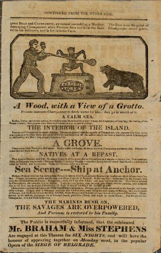 Two sided handbill for Theatre-Royal Birmingham. October 17, 1823