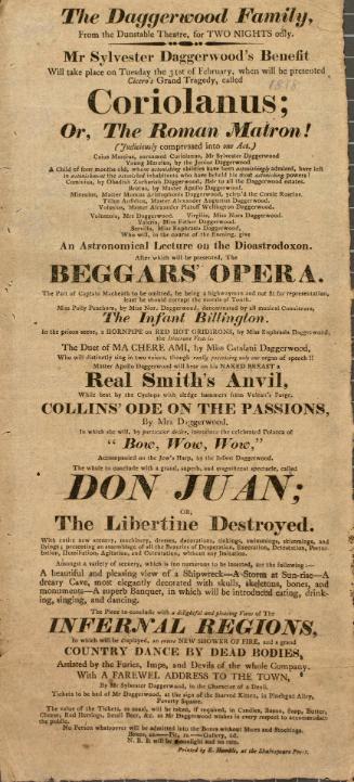 Handbill for Dunstable Theatre, "February 31", (March 2nd), 1818