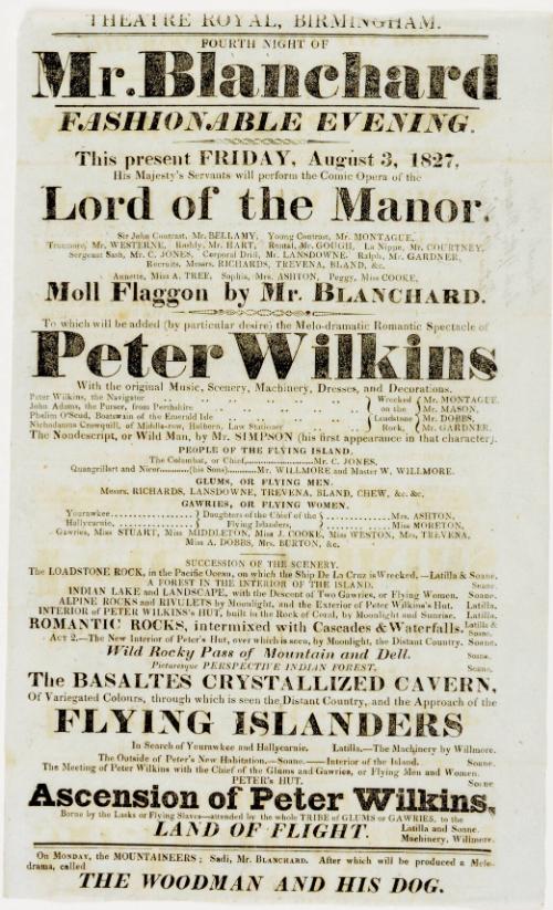Handbill for Theatre Royal Birmingham, August 3, 1827