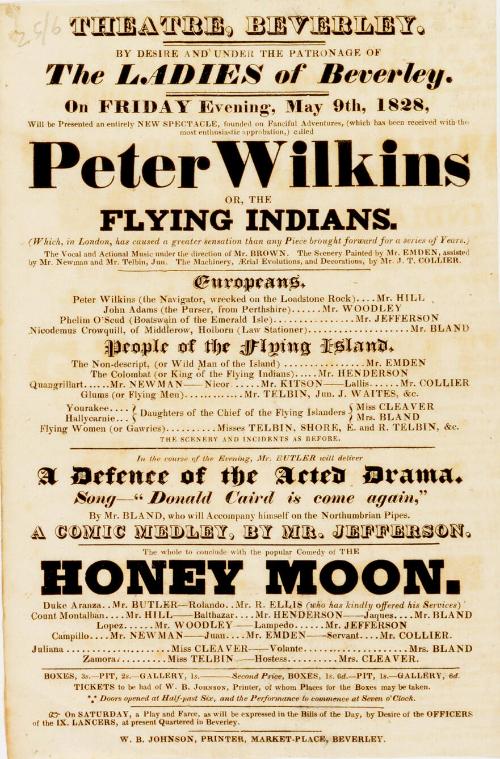 Handbill for Theatre, Beverley, May 9, 1828.