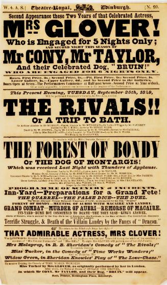Handbill for Theatre-Royal Edinburgh, September 25, 1849