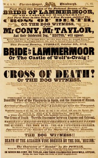 Handbill for Theatre-Royal, Edinburgh. October 9, 1849
