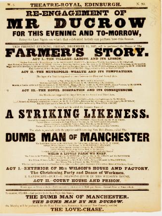 Handbill for Theatre-Royal, Edinburgh. December 15, 1837

