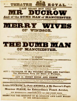 Handbill for Theatre-Royal, Edinburgh. November 24, 1837
