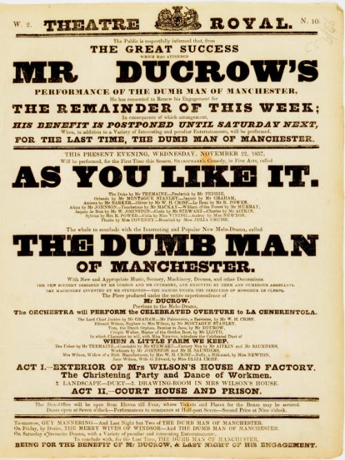 Handbill for Theatre-Royal, Edinburgh. November 22, 1837
