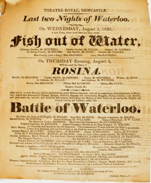 Handbill for Theatre-Royal, Newcastle. August 3, 1825