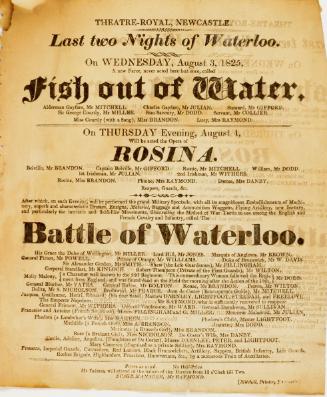 Handbill for Theatre-Royal, Newcastle. August 3, 1825