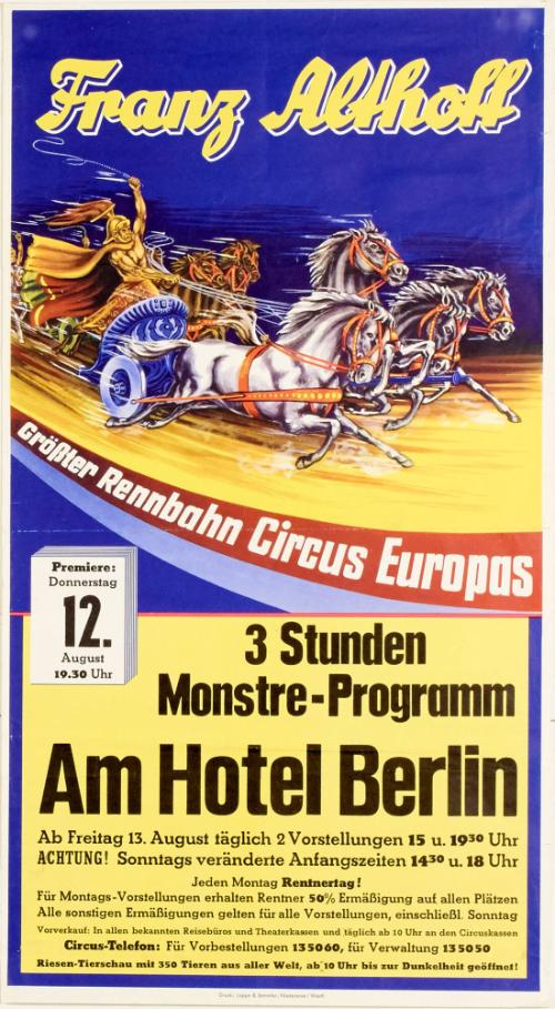 Franz Althoff : Groesster Rennbahn Circus Europas / Biggest circus racetrack in Europe