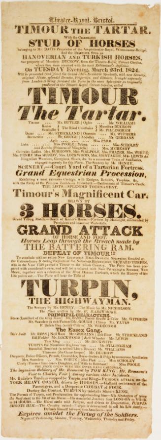 Playbill for Theatre-Royal, Bristol. March 23, 1824