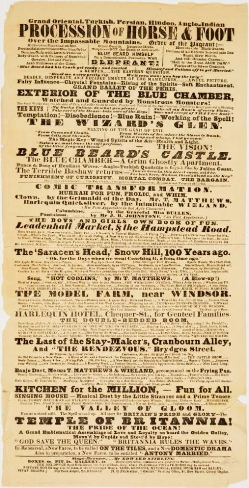 Incomplete portion of playbill for a theatre in London.