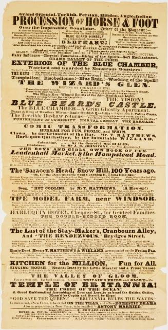 Incomplete portion of playbill for a theatre in London.