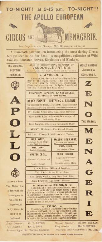The Apollo European Circus and Menagerie, Kuala Lumpur